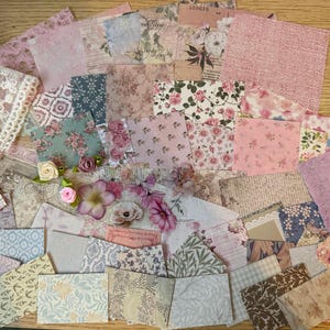 70+ item Pink Vintage/Vintage Floral Scrapbook and journal Kit