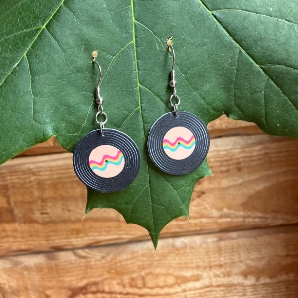 Custom Pride Vinyl Record Earrings-Pansexual Bisexual Asexual Nonbinary Trans