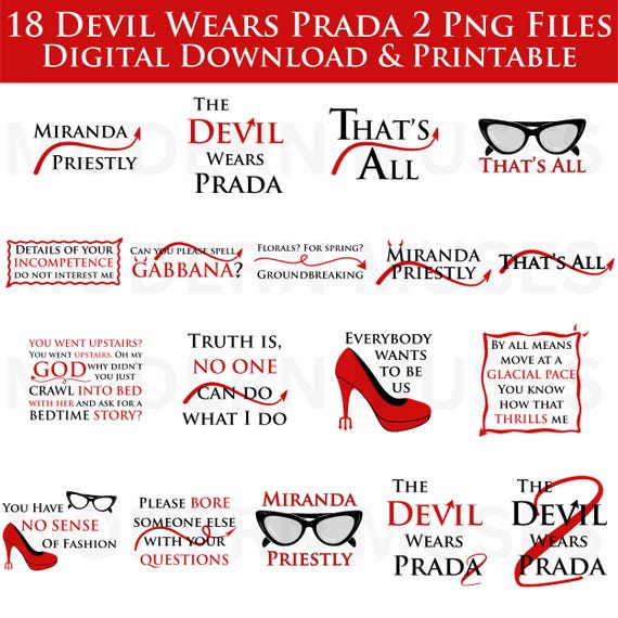 Devil Wears Prada 2 Movie PNG Bundle: That's All Miranda Priestly (Set of 18)