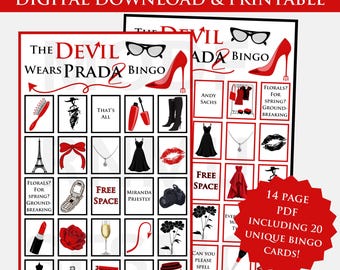 Devil Wears Prada 2 Bingo Game: That's All Printable Party Activity Digital Download