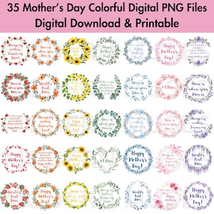 DIGITAL-Set mit 35 glücklichen Muttertags-Png-Dateien, Muttertag, Mama, Muttertag-PNG-Bundle, Muttertagsgeschenken, Geschenken für Mama, Mama PNG-Dateien
