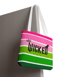 Wicked Tote Bag, Striped Tote, Gifts for Wicked Fans, Eco-Friendly Shopping, Yoga Class Tote, Reusable Shopping Bag, Back to School Gift