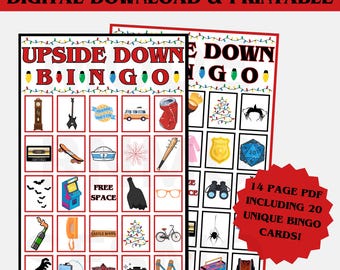 Gioco del bingo dello sconosciuto a testa in giù: attività stampabile per feste (download digitale)