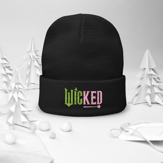 Wicked Black Beanie Amazon.com: Bioworld Wicked Logo Black Fuzzy Yarn Cuff  main image 2