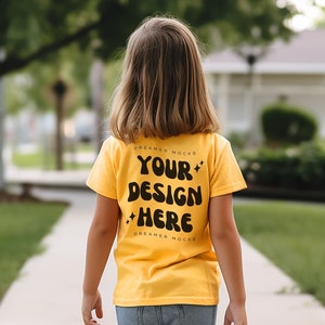 Kids Tshirt Mockup, Gold Bella Canvas 3001Y, Back of Shirt Mockup, School Mockup, Kids Model Mockup, Child Shirt Mockup, Diverse Kids Mockup