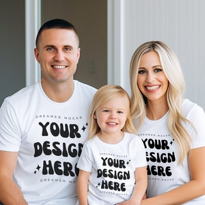 Bella & Canvas 3001 TShirt Family Mockup - Bella Canvas Shirt - White Shirt Mockup - Group Mockup - Family Mockup - Parents and Kids Mockup