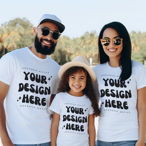 Bella & Canvas 3001 TShirt Family Mockup - Bella Canvas Shirt - White Shirt Mockup - Group Mockup - Family Mockup - Parents and Kids Mockup