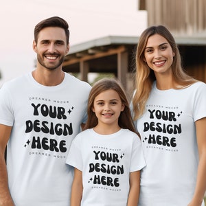 Bella & Canvas 3001 TShirt Family Mockup - Bella Canvas Shirt - White Shirt Mockup - Group Mockup - Family Mockup - Parents and Kids Mockup