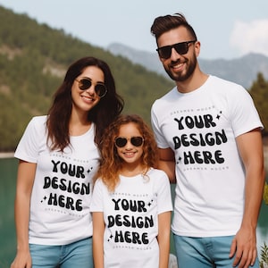 Bella & Canvas 3001 TShirt Family Mockup - Bella Canvas Shirt - White Shirt Mockup - Group Mockup - Family Mockup - Parents and Kids Mockup