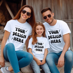 Bella & Canvas 3001 TShirt Family Mockup - Bella Canvas Shirt - White Shirt Mockup - Group Mockup - Family Mockup - Parents and Kids Mockup