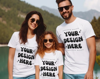 Bella & Canvas 3001 TShirt Family Mockup - Bella Canvas Shirt - White Shirt Mockup - Group Mockup - Family Mockup - Parents and Kids Mockup