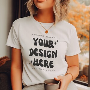 Bella Canvas 3001 Tshirt Mockup- Bella Canvas Shirt- White Shirt Mockup - Shirt Mockup - Halloween Mockup - Fall Mockup - Autumn Mockup