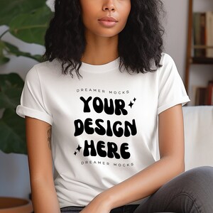 Bella & Canvas 3001 TShirt Mockup - Bella Canvas Shirt - White Mockup - Shirt Mockup - Cozy Mockup - Model Mockup - Bookish Mock - Tee Mock