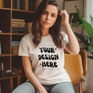 Bella & Canvas 3001 TShirt Mockup - Bella Canvas Shirt - White Mockup - Shirt Mockup - Cozy Mockup - Model Mockup - Bookish Mock - Tee Mock