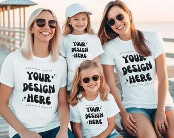 Bella Canvas 3001 TShirt Familie Mockup - Bella Canvas Shirt - Weißes Shirt Mockup - Urlaub Mockup - Familie Mockup - Eltern & Kinder Mockup