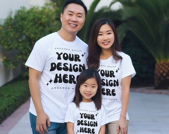 Bella & Canvas 3001 TShirt Family Mockup - Bella Canvas Shirt - White Mockup - Group Mockup - Family Mockup - Parents and Kids Mockup
