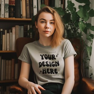 Bella & Canvas 3001 TShirt Mockup - Bella Canvas Shirt - Athletic Heather Mockup - Shirt Mockup - Cozy Mockup - Model Mockup - Bookish Mock