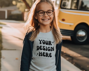 Kinder Tshirt Mockup, Ash Bella Leinwand 3001Y Mockup, Schul Mockup, Kinder Modell Mockup, Kind Shirt Mockup, Kinder Mockup, Diverse Kids Mockup