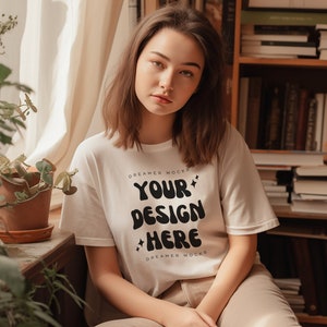 Bella & Canvas 3001 TShirt Mockup - Bella Canvas Shirt - White Mockup - Shirt Mockup - Cozy Mockup - Model Mockup - Bookish Mock - Tee Mock