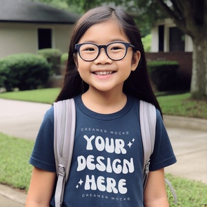 Kids Tshirt Mockup, Navy Bella Canvas 3001Y Mockup, School Mockup, Kids Model Mockup, Child Shirt Mockup, Kids mockup, Diverse Kids Mockup