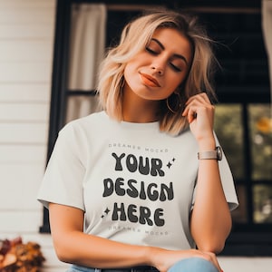 Bella Canvas 3001 Tshirt Mockup- Bella Canvas Shirt- White Shirt Mockup - Shirt Mockup - Halloween Mockup - Fall Mockup - Autumn Mockup