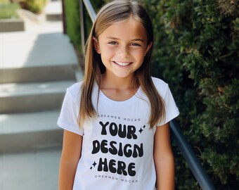 Kinder Tshirt Mockup, Weiß Bella Canvas 3001Y Mockup, Schul Mockup, Kinder Modell Mockup, Kind Shirt Mockup, Kinder Mockup, Diverse Kinder Mockup