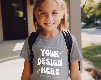Kids Tshirt Mockup, Athletic Heather Bella Canvas 3001Y Mockup, Back To School Mockup, Kids Model Mockup, Child Shirt Mockup, Kids mockup