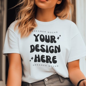 Bella Canvas 3001 Tshirt Mockup- Bella Canvas Shirt- White Shirt Mockup - Shirt Mockup - Halloween Mockup - Fall Mockup - Autumn Mockup