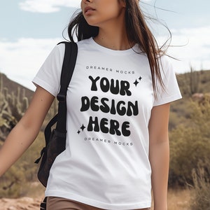 Bella & Canvas 3001 TShirt Mockup - Bella Canvas Shirt - White Mockup - Shirt Mockup - Hiking Mockup - Tee Mockup - Model Mockup