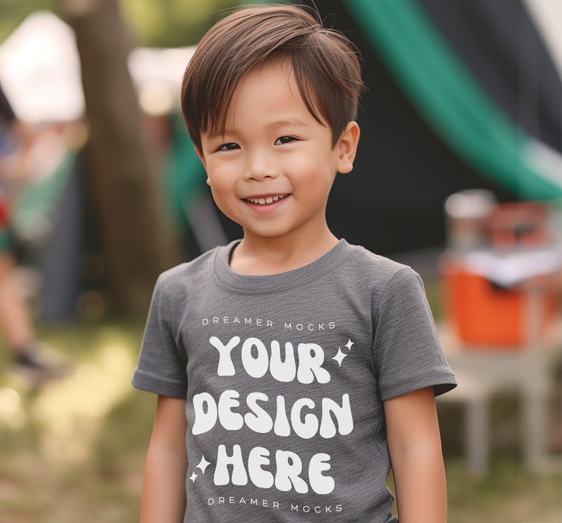 Kids Tshirt Mockup, Dark Grey Heather Bella Canvas 3001T Mockup ...