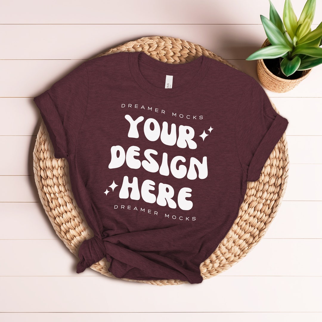Heather Maroon Bella Canvas 3001 Mockup | Bella Canvas 3001 Mockup ...