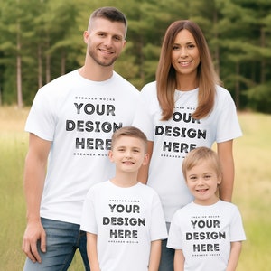 Bella & Canvas 3001 TShirt Family Mockup - Bella Canvas Shirt - White Shirt Mockup - Group Mockup - Family Mockup - Parents and Kids Mockup