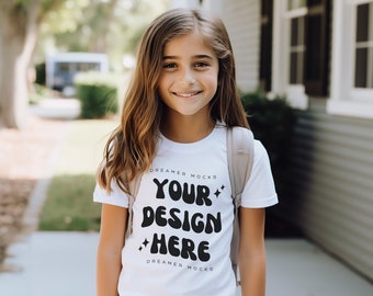 Kinder Tshirt Mockup, Weiß Bella Canvas 3001Y Mockup, Schul Mockup, Kinder Modell Mockup, Kind Shirt Mockup, Kinder Mockup, Diverse Kinder Mockup