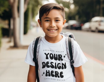 Kinder Tshirt Mockup, Weiß Bella Canvas 3001Y Mockup, Schul Mockup, Kinder Modell Mockup, Kind Shirt Mockup, Kinder Mockup, Diverse Kinder Mockup
