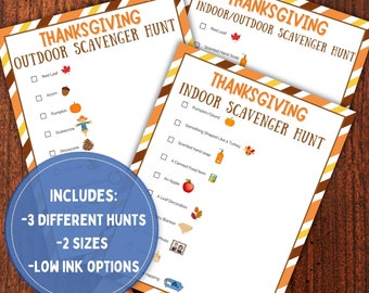 Thanksgiving Scavenger Hunt Printable: Indoor & Outdoor Games (Digital Download)