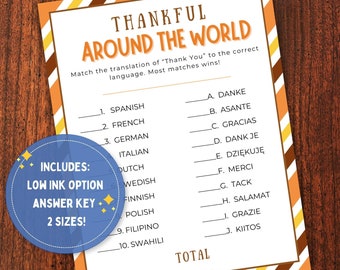 Thanksgiving Thank You Around the World Trivia Game (Printable)