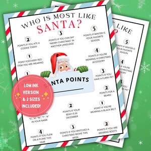 Who Is Most Like Santa, Printable Holiday Game for Kids and Adults, Christmas Icebreaker, Conversation Starter, Christmas Party Fun
