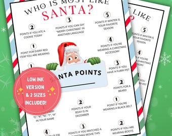 Who Is Most Like Santa Game: Printable Christmas Party Icebreaker (PDF)