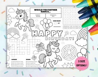 Buy Unicorn Activity & Coloring Sheet | Unicorn Printable Kids Party ...