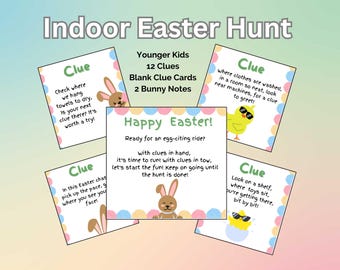 Búsqueda del tesoro de Pascua para niños: Pistas de la cesta y carta del conejito (Descarga digital)