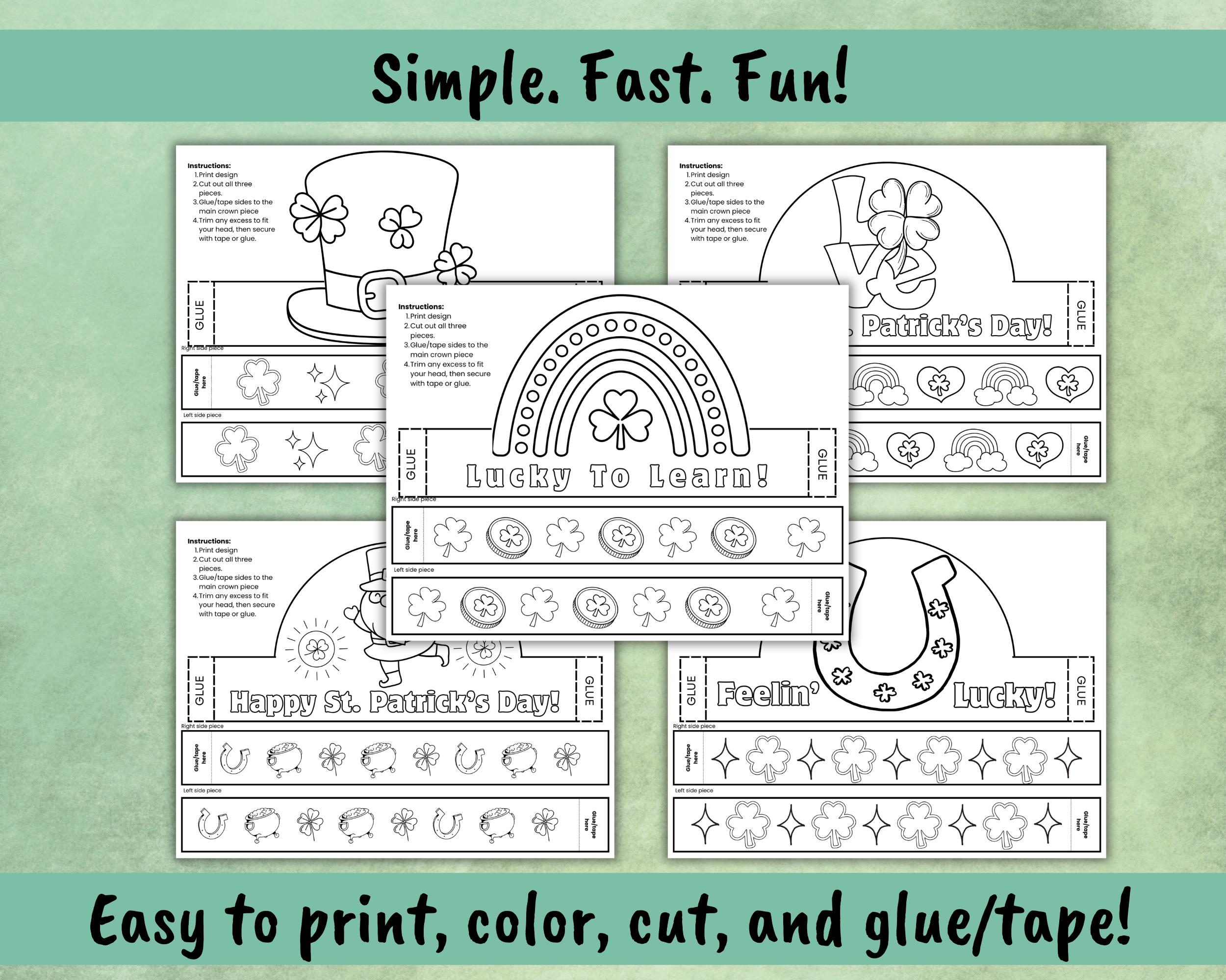 St Patrick's Day Paper Crown Printable, Leprechaun Hat Craft, Low Prep ...