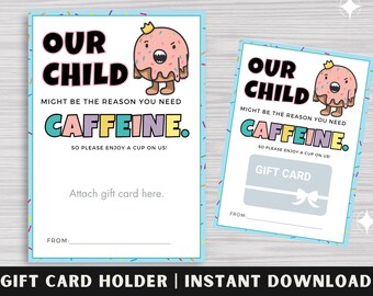Regalo di ringraziamento per gli insegnanti stampabile, porta carte regalo per il caffè