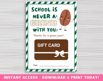 Porta carte regalo per caffè in omaggio agli insegnanti (download digitale)