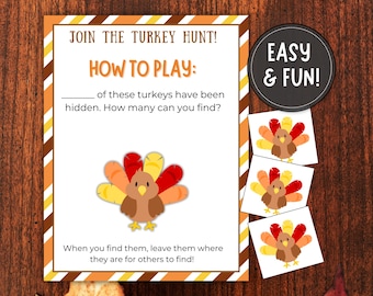Thanksgiving Turkey Scavenger Hunt Game: Printable Family Fun (Digital Download)