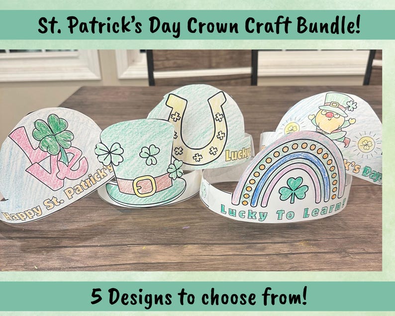 St Patrick's Day Paper Crown Printable, Leprechaun Hat Craft, Low Prep ...