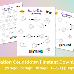 Kids Vacation Countdown | Printable Vacation Countdown | Kids Countdown Holiday Trip | Trip Countdown Calendar | Summer Vacation Countdown