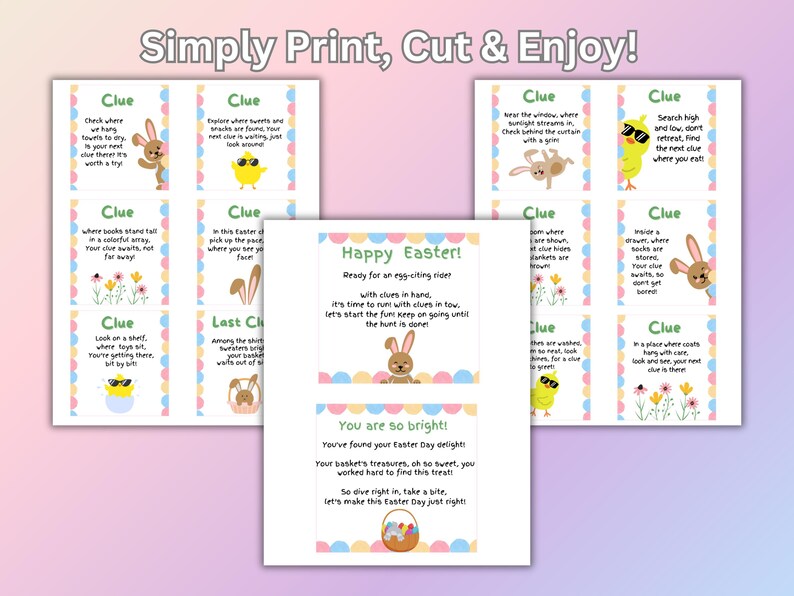 Kids Easter Scavenger Hunt: Basket Clues & Bunny Letter (digital ...