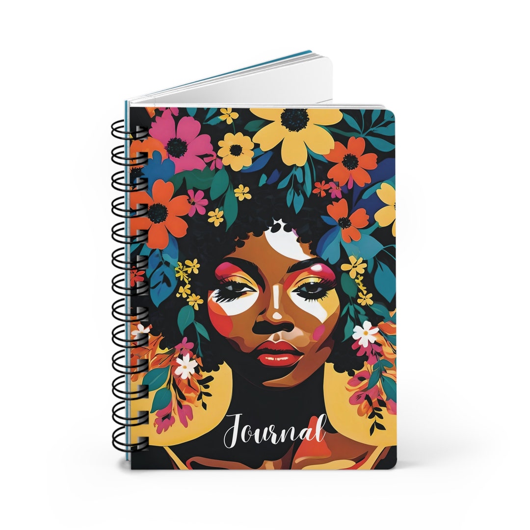 Spiral Journal, Black Art, Writing, Diary, Notebook, Gift for Women