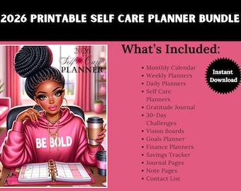 Printable Planners, Self-Care Planner, Black Girl Planner, Daily Planner, Instant Download Planners, Printable Calendar,  Planner Downloads