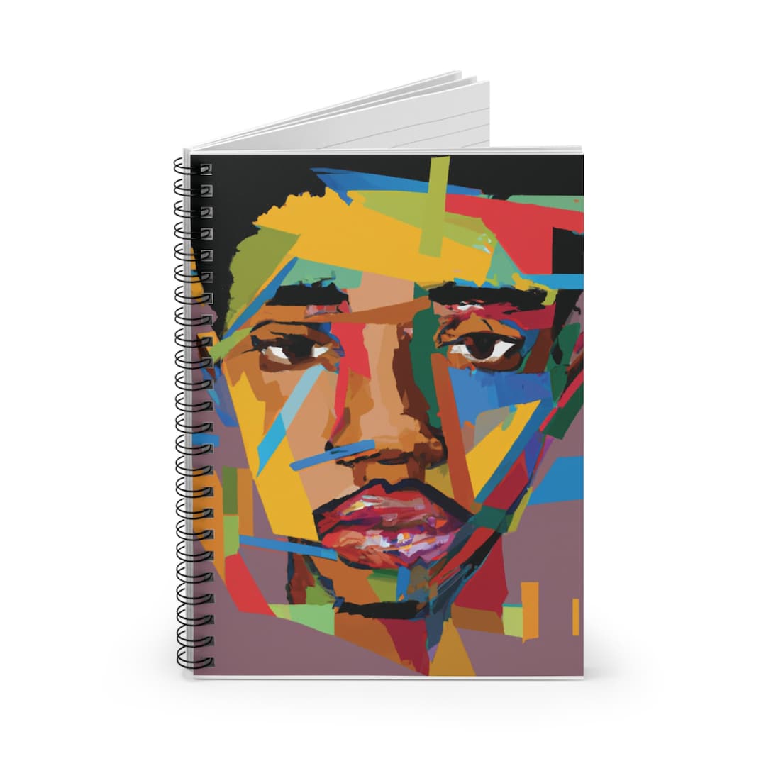 Spiral Notebook, Black Art, Journal, Gift for Boys, Christmas Present, Birthday, Gift for Teen